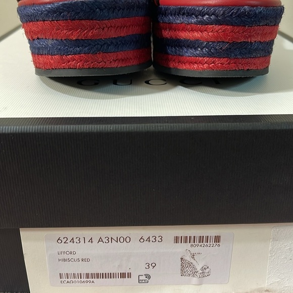 GUCCI Lifford Calfskin Aitana Espadrille Platform in Hibiscus Red Sz. IT39 US9 - Picture 17 of 17
